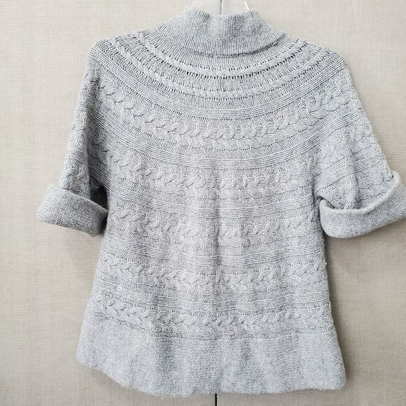 Coldwater Creek Wool Blend Gray Cable Knit Sequined Button-Up Cardigan Sweater L - Picture 5 of 7